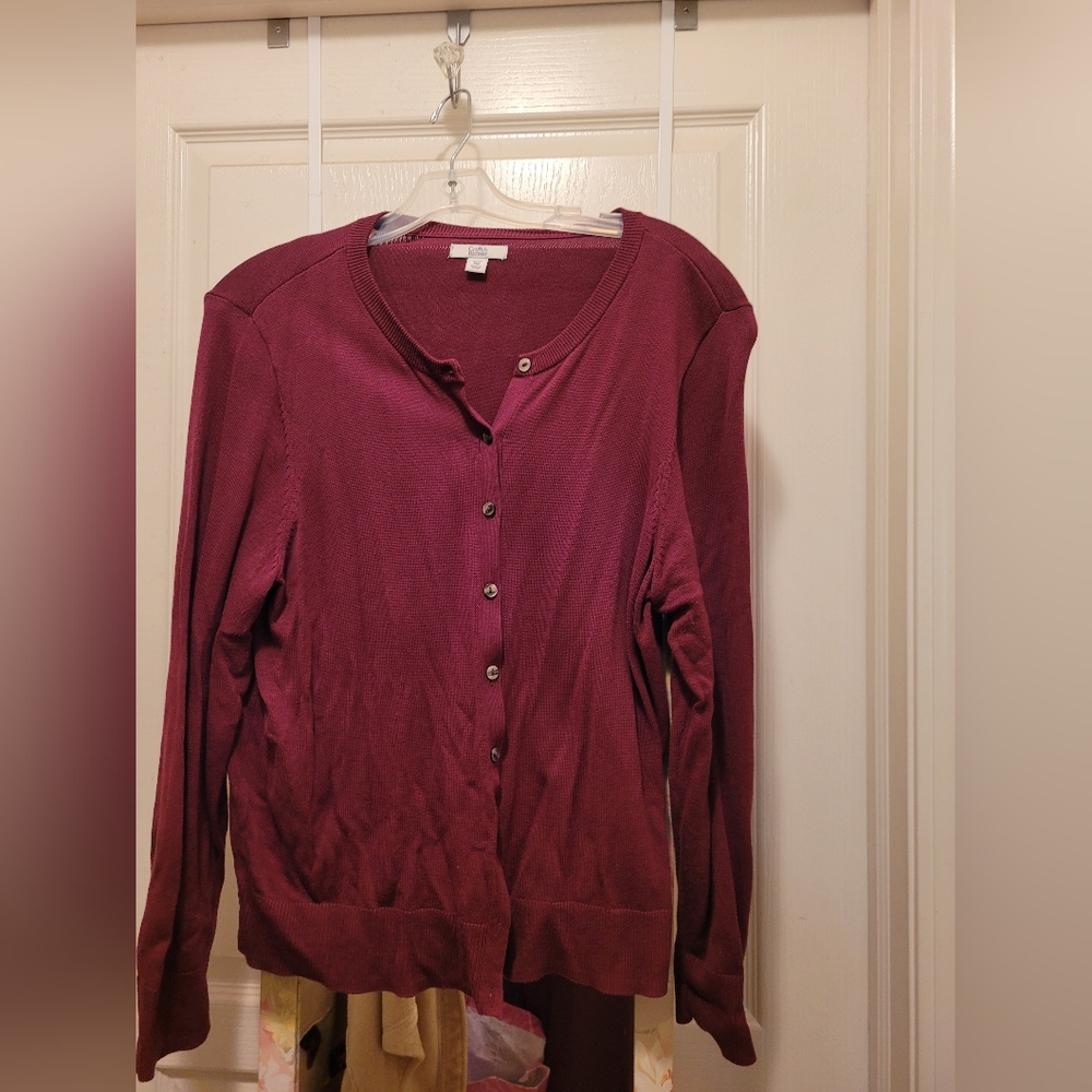 Croft & Barrow Burgundy Button-Up Cardigan